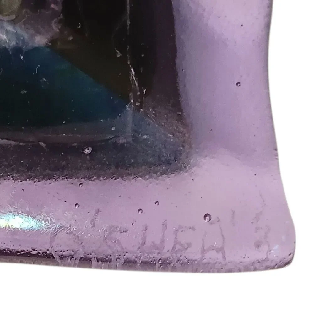 Purple Two Toned Art Glass Picture Frame Handmade Signed O'Shea 6